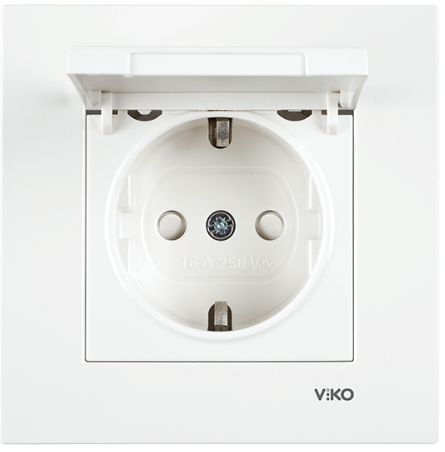 Viko Karre/Meridian Kapaklı Beyaz Çocuk Korumalı Topraklı Priz Mekanizma-Çerçeve Hariç-90967012 - 1